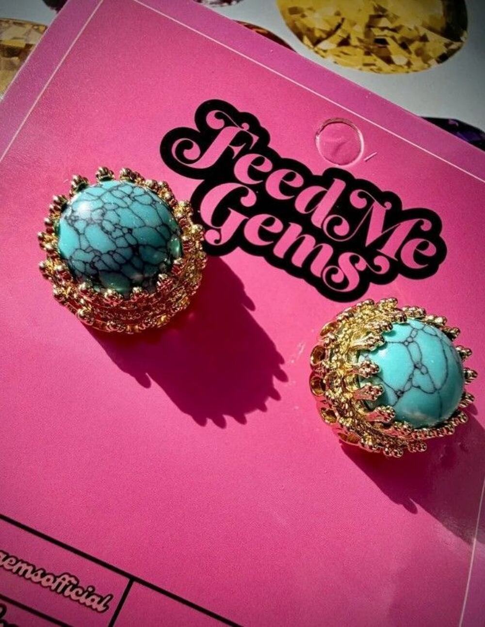 Feed Me Gems | NWT | Texas Turquoise Queen Stud Earrings